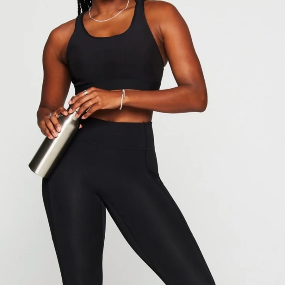 Fabletics Women’s Racer Tank Black Sports Bra with Mesh Detail